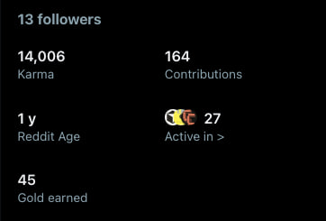 Reddit account stats